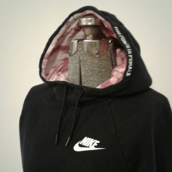 Women's Nike Sportswear Hoodie sweatshirt XS White Black "The Force Is Female" - Picture 3 of 5